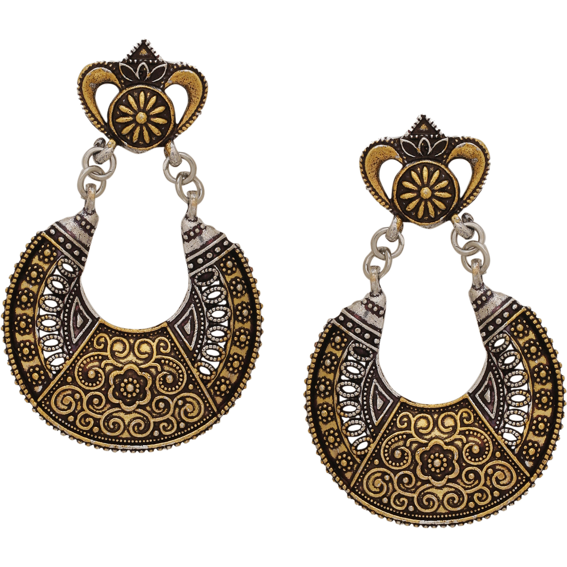 Silver & Gold Tone Drop Earrings By Silvermerc Designs