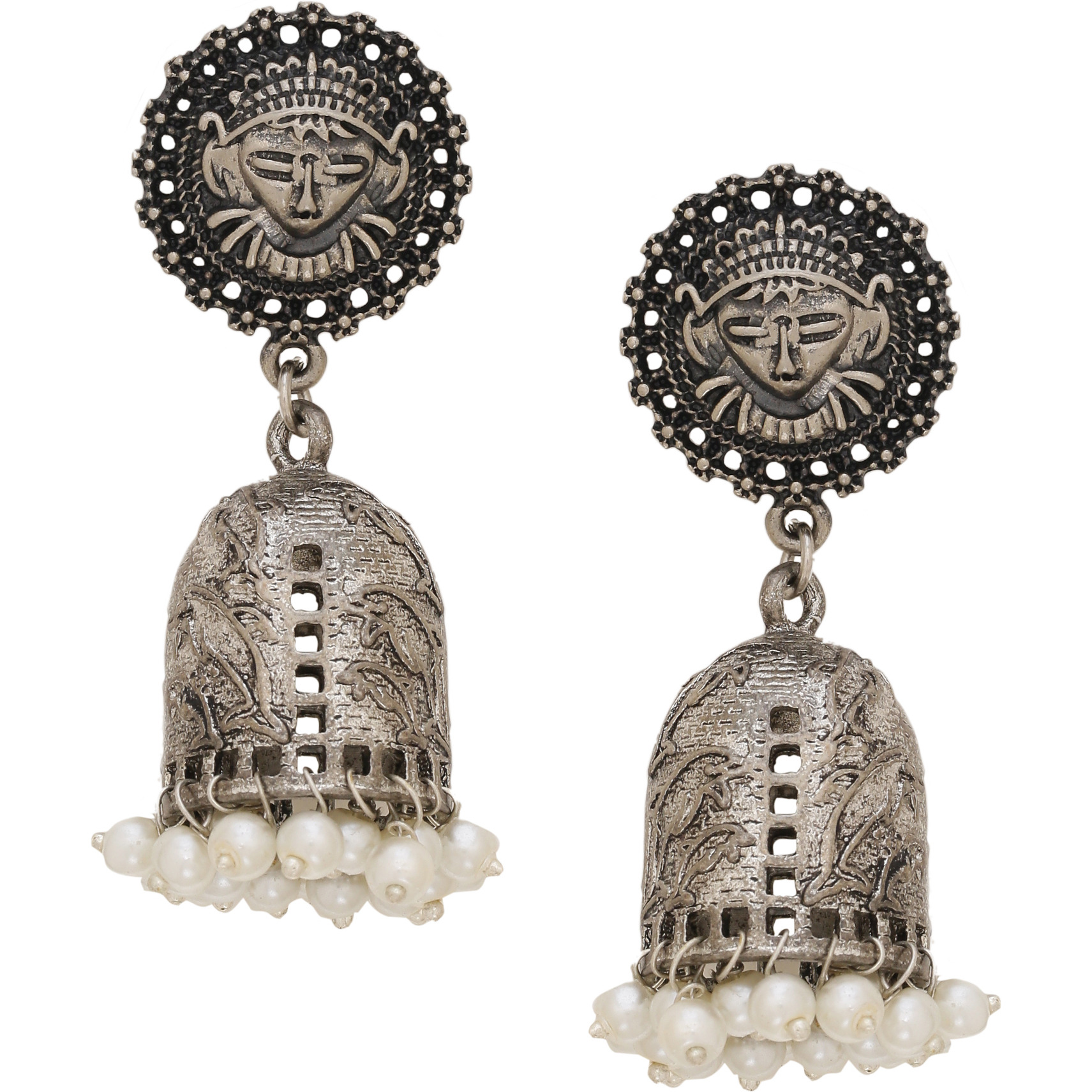 Beautiful Temple Designs & Silver Plated Jhumka Earrings By Silvermerc Designs