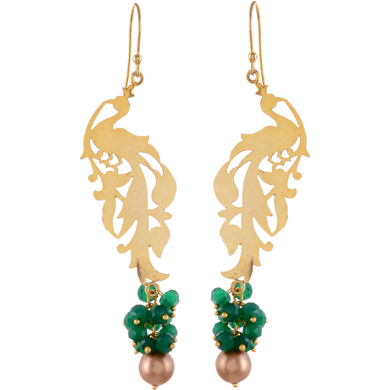 Beautiful Design, Green Oynx Gold Plated Drop Earrings By Silvermerc Designs