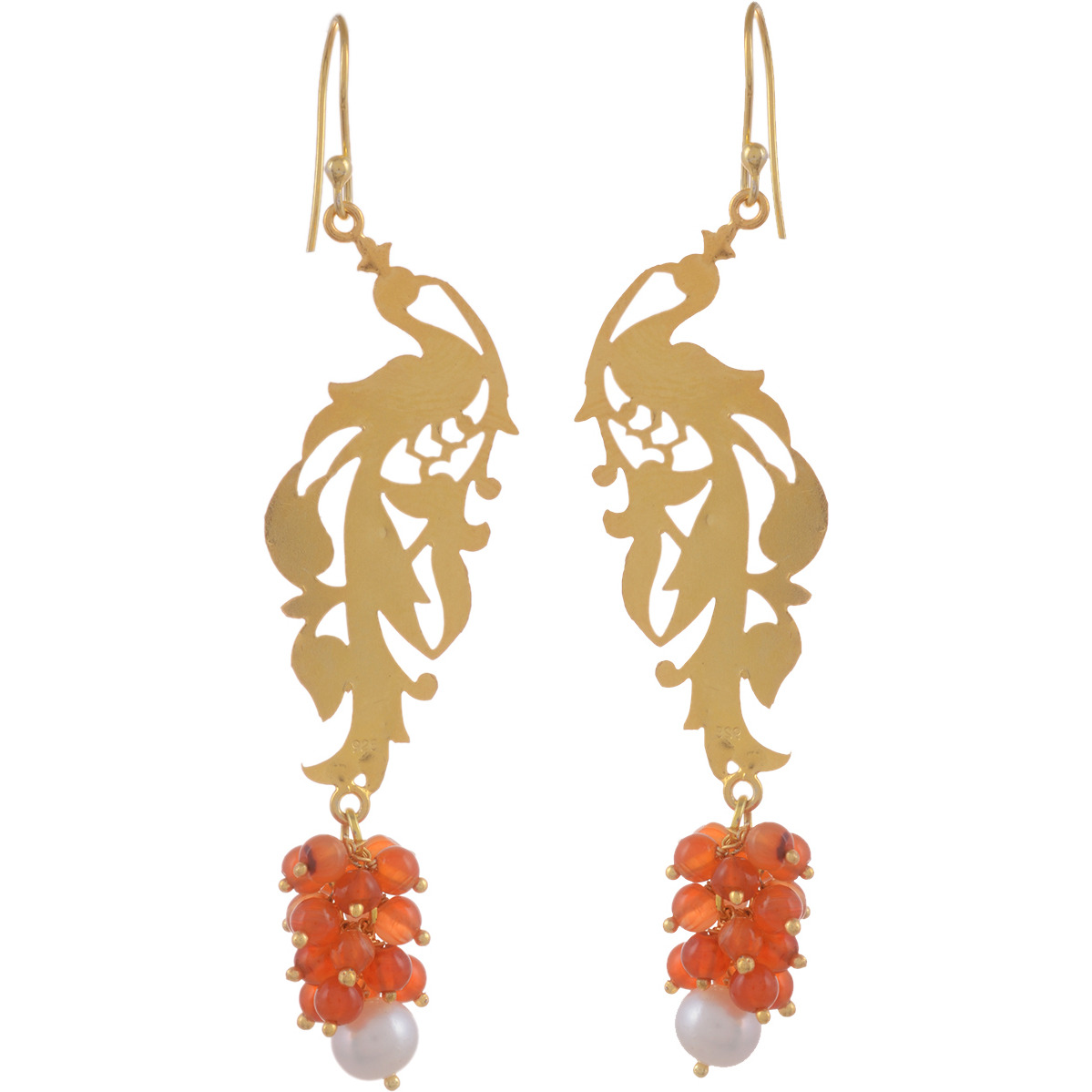Beautiful Design, Orange Beads, Gold Plated Drop Earrings By Silvermerc Designs