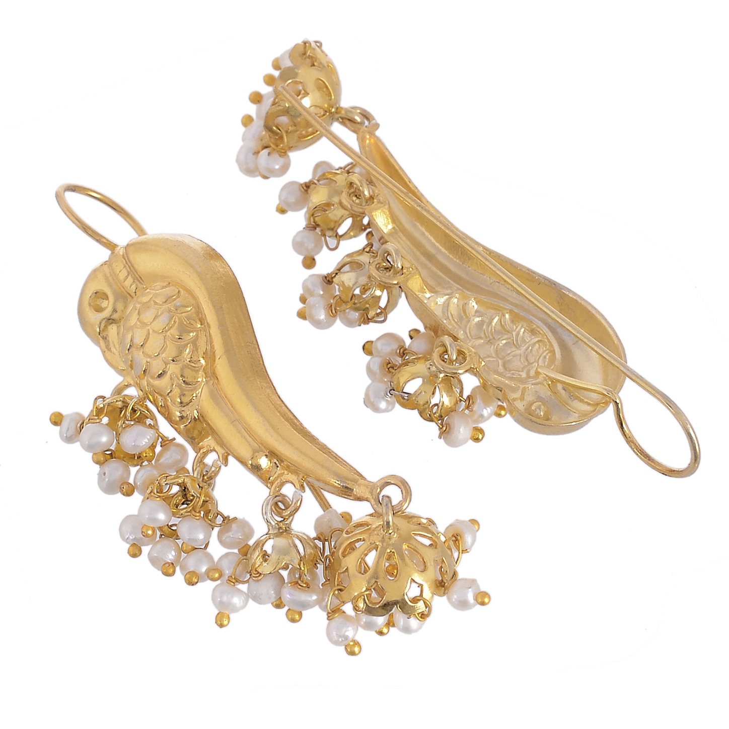 Gold Plated, Beautiful Parrot Design Jhumka Earrings By Silvermerc Designs