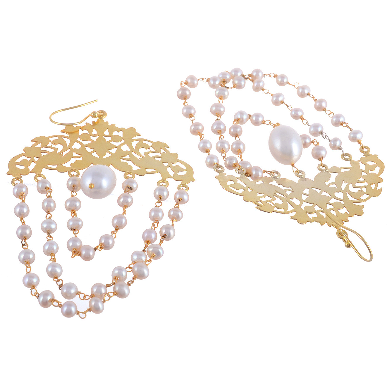 Gold Plated, Fresh Water Pearls Beautiful Drop Earrings By Silvermerc Designs