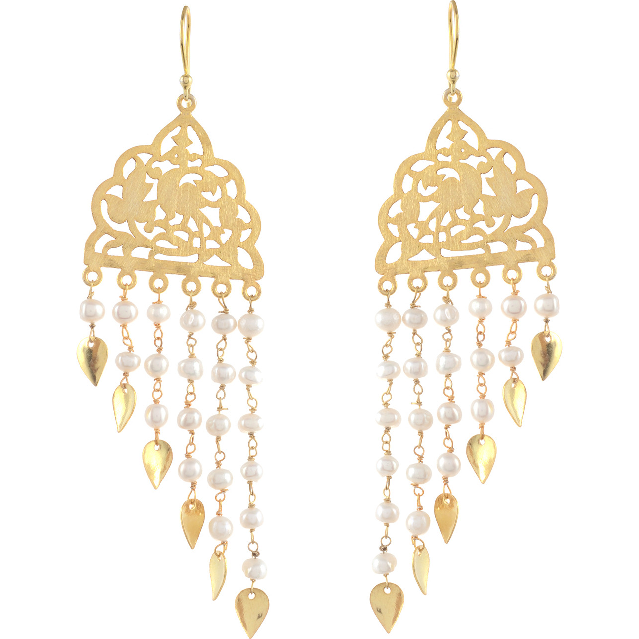 Gold Plated, Fresh Water Pearls Classic Designs Drop Earrings By Silvermerc Designs