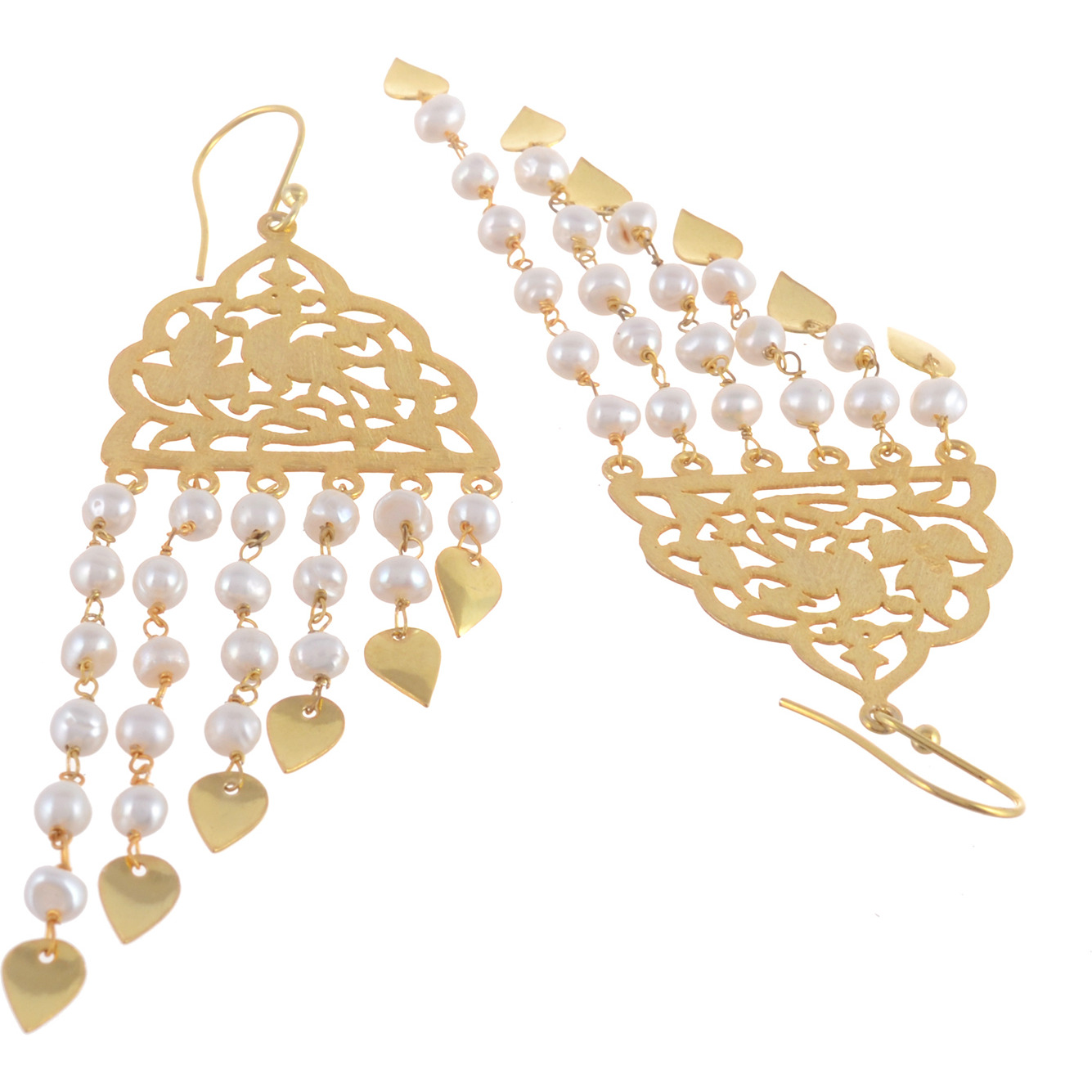 Gold Plated, Fresh Water Pearls Classic Designs Drop Earrings By Silvermerc Designs