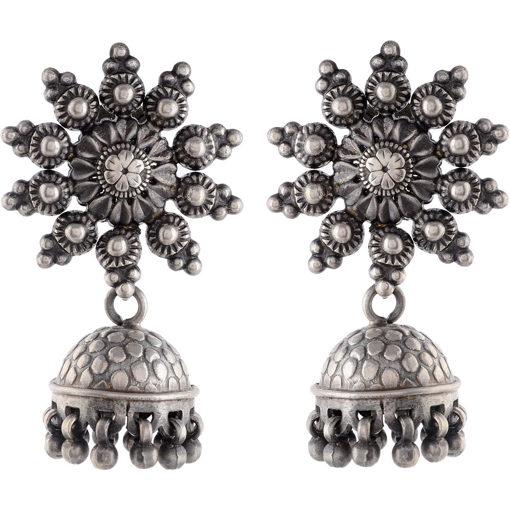 Classic & Beautiful Design Silver Jhumka Earrigns By Silvermerc Designs