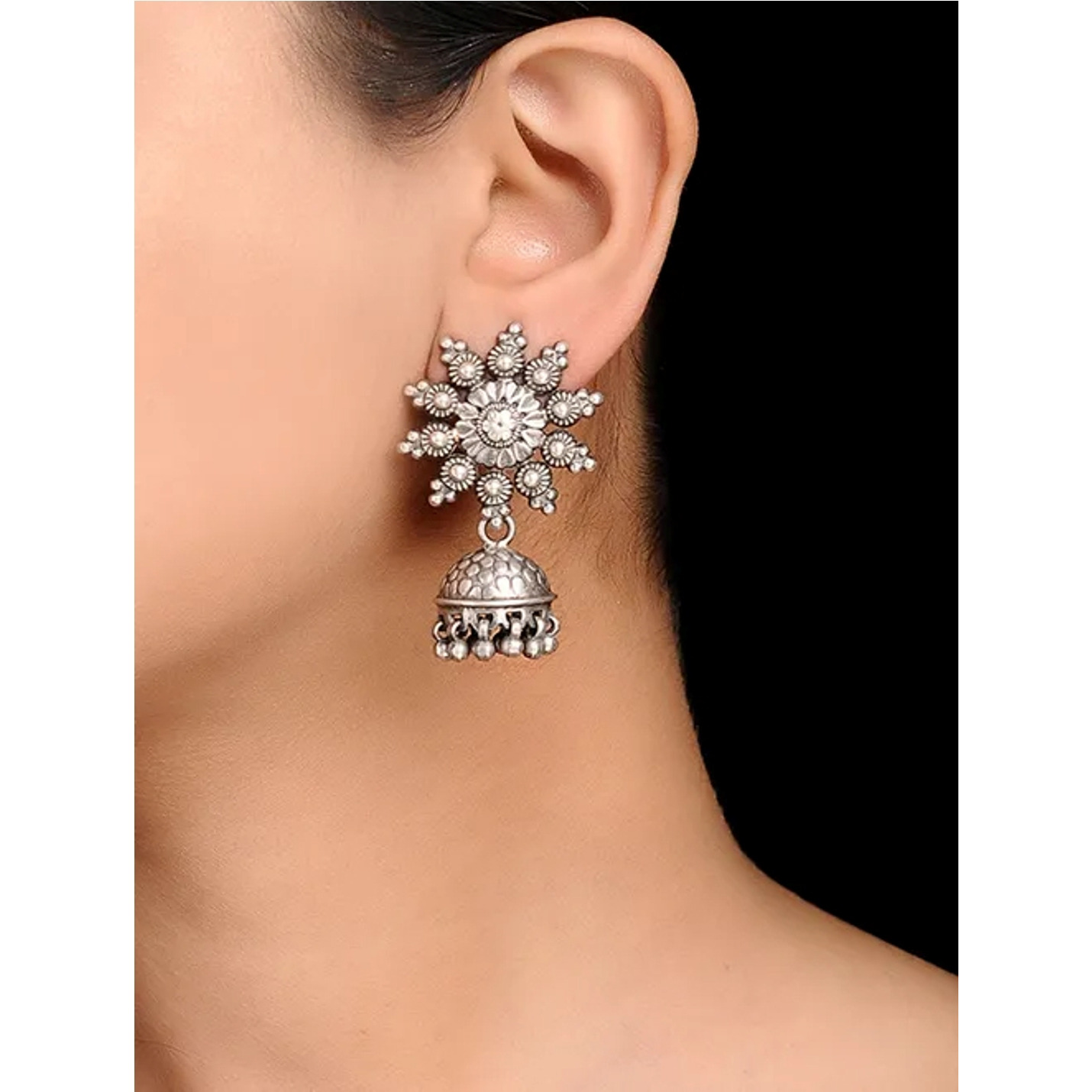 Classic & Beautiful Design Silver Jhumka Earrigns By Silvermerc Designs