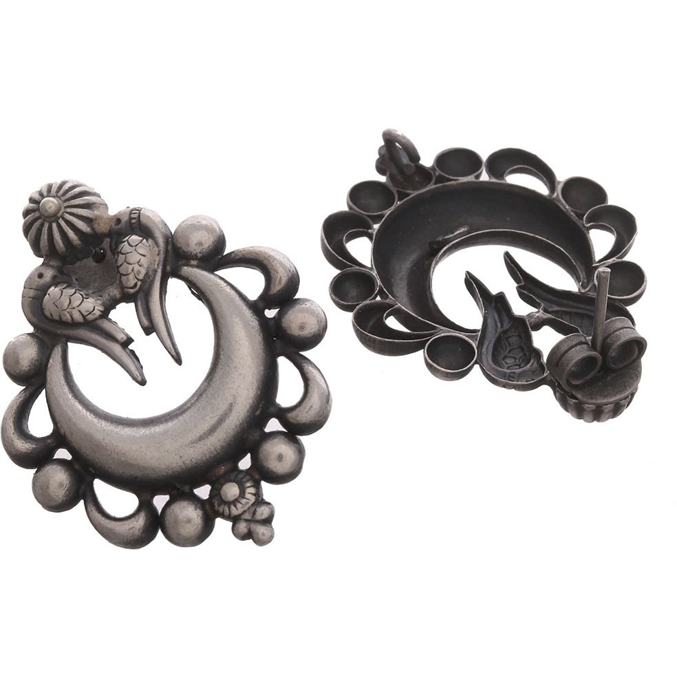 Beautiful & Floral Design Silver Detailing Silver Studs Earrings By Silvermerc Designs