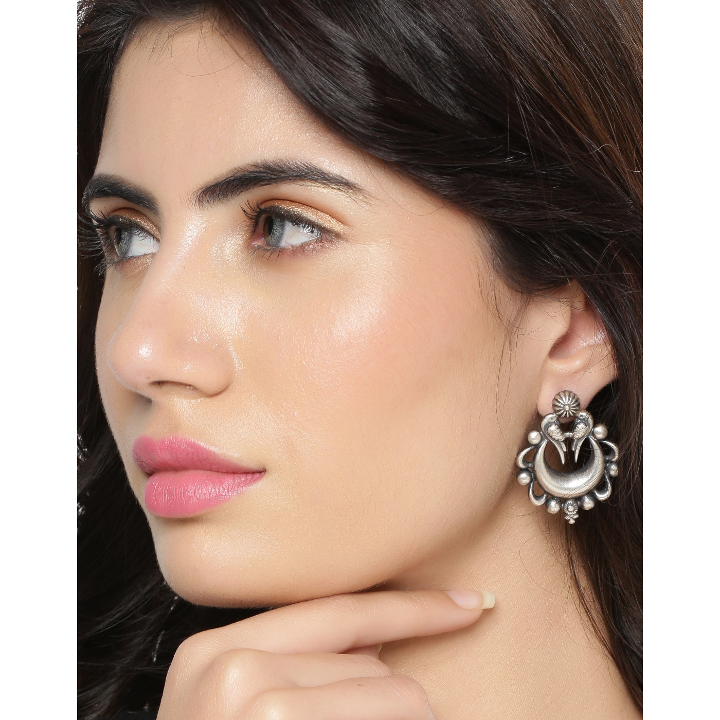 Beautiful & Floral Design Silver Detailing Silver Studs Earrings By Silvermerc Designs