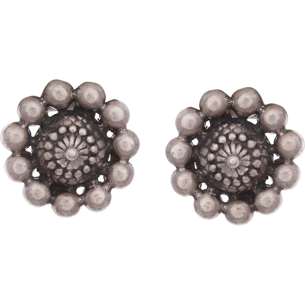 Classic & Silver Detailing Silver Studs Earrings By Silvermerc Designs