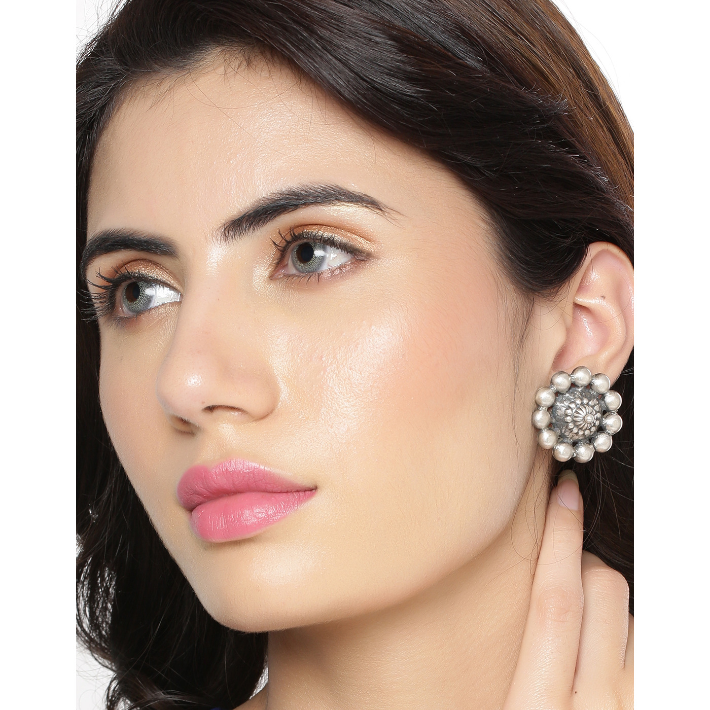 Classic & Silver Detailing Silver Studs Earrings By Silvermerc Designs