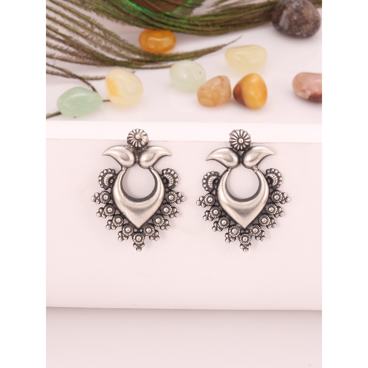 Beautiful & Floral Design Silver Studs Earrings By Silvermerc Designs