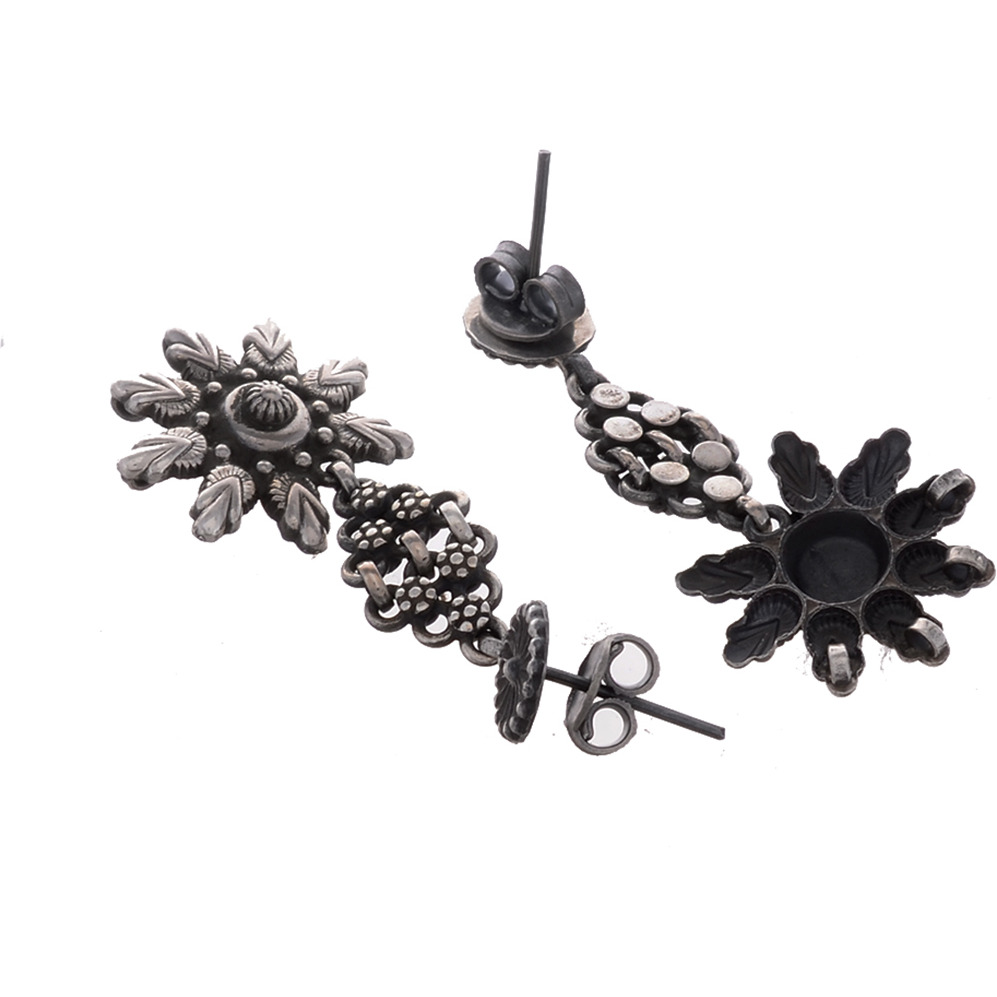 Beautiful Floral Design Silver Drop Earrings By Silvermerc Designs