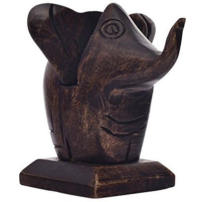 Wooden Baby Elephant Eyeglass Spectacle Holder Handmade Stand for Office Desk