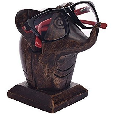 Wooden Baby Elephant Eyeglass Spectacle Holder Handmade Stand for Office Desk