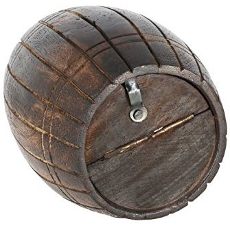 Antique Inspired Barrel Shaped Wooden Money Holder Coin Bank for Kids