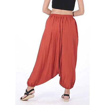 Men Women Rayon Baggy Yoga Harem Pants Plus Size (Dark Orange)