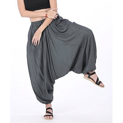Men Women Rayon Baggy Yoga Harem Pants Plus Size (Dark Grey)