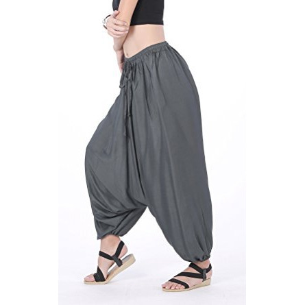 Men Women Rayon Baggy Yoga Harem Pants Plus Size (Dark Grey)