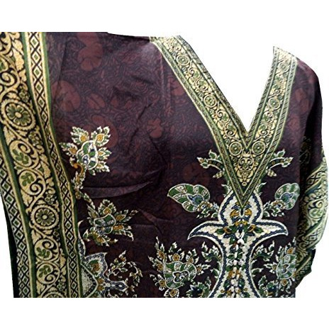 Women's Kaftan, V-Neck Kimono Long Caftan Dress One Size / Free Size Brown