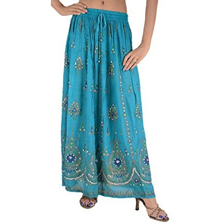 Sequin Long Maxi Elastic Skirt Blue One Size