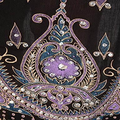 Sequin Long Maxi Elastic Skirt Black & Purple One Size