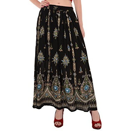 Sequin Long Maxi Elastic Skirt Black One Size