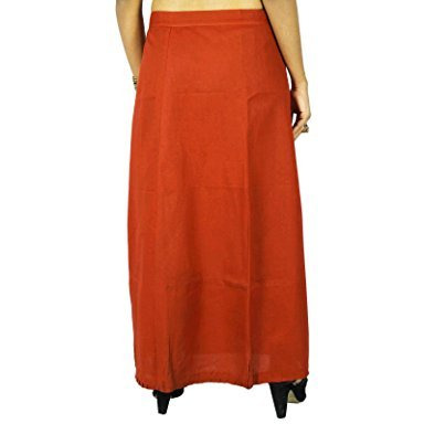 Cotton Inskirt Orange Bollywood Stitched Solid Indian Petticoat Lining For Sari