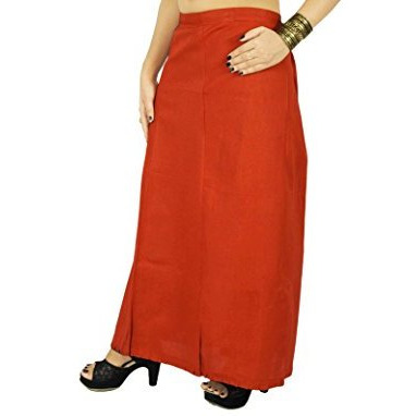 Cotton Inskirt Orange Bollywood Stitched Solid Indian Petticoat Lining For Sari