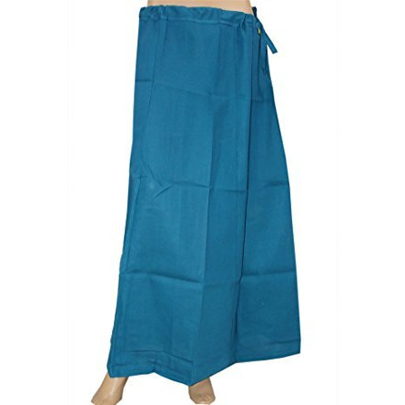Brown Saree Inskirt Petticoat Cotton - Free Size (Blue)