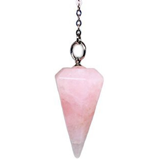 Crystal Pendulum Made of Natural Rose Quartz Gemstone for Dowsing Divination Chakra Reiki