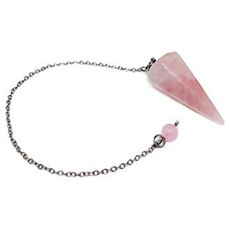 Crystal Pendulum Made of Natural Rose Quartz Gemstone for Dowsing Divination Chakra Reiki