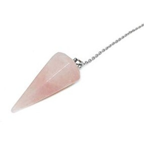 Crystal Pendulum Made of Natural Rose Quartz Gemstone for Dowsing Divination Chakra Reiki