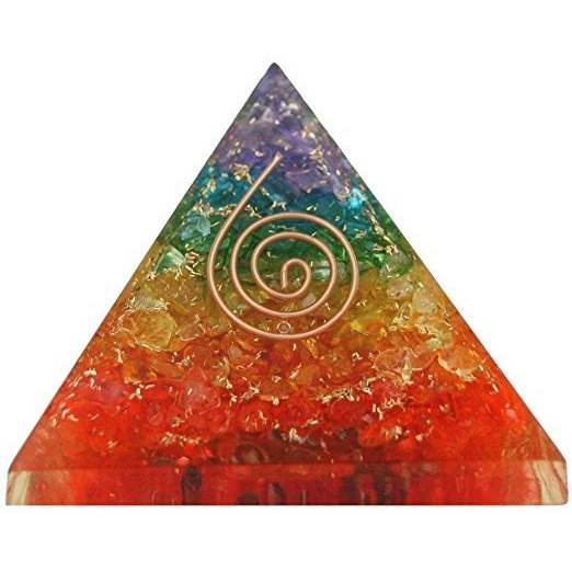 Seven Chakra Orgone Crystal Pyramid for Reiki EMF Stone Healing Chakra Balancing 