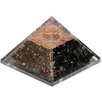 Reiki Energized chakra healing Black Orgone Pyramid With Clear Crystal Gemstone