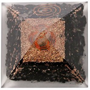 Reiki Energized chakra healing Black Orgone Pyramid With Clear Crystal Gemstone