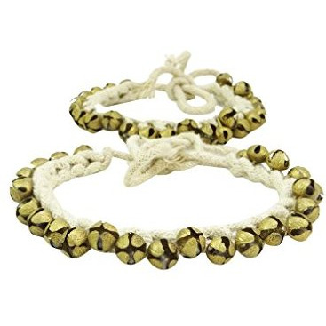 Handmade Goldtone Ghungroo Anklet Belly Dance Traditional Indian Jewelry 50 Bells