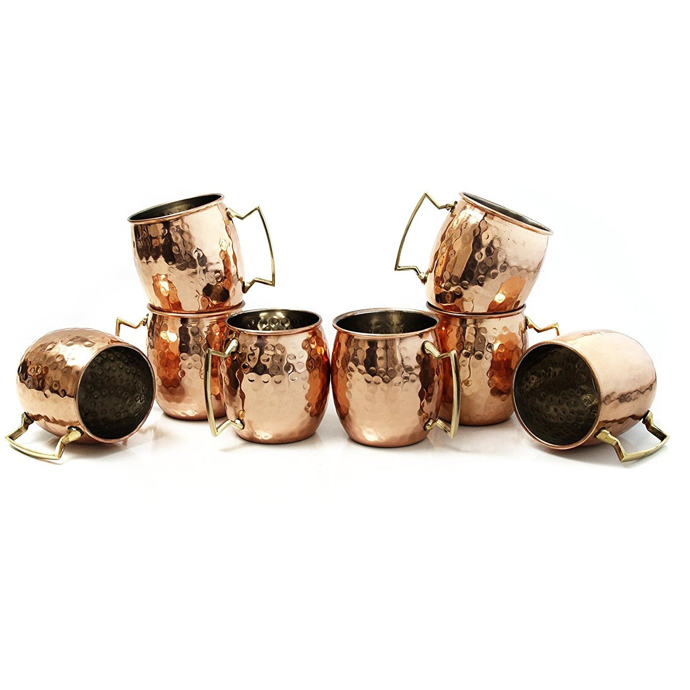 Winmaarc Hammered Moscow Mule Copper Drinking Mug 18 Ounce Set of 8
