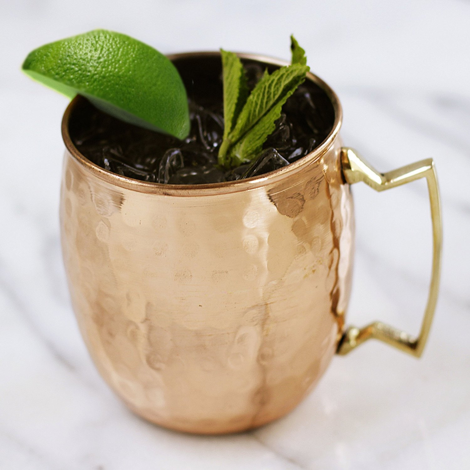 Winmaarc Hammered Moscow Mule Copper Drinking Mug 18 Ounce Set of 8