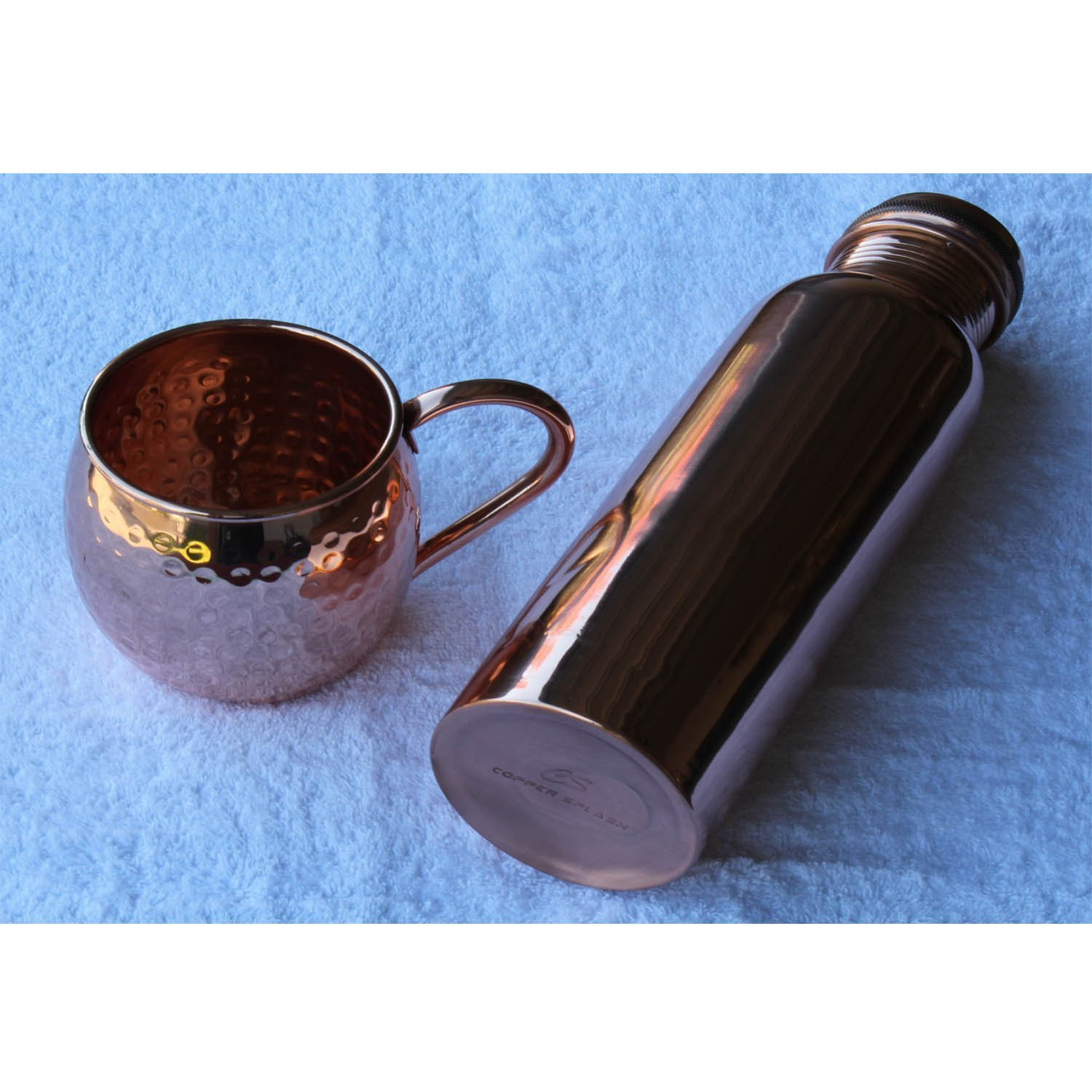Winmaarc Pure Copper Water Bottle 30oz/900ml With One 16oz Copper Mule Mug