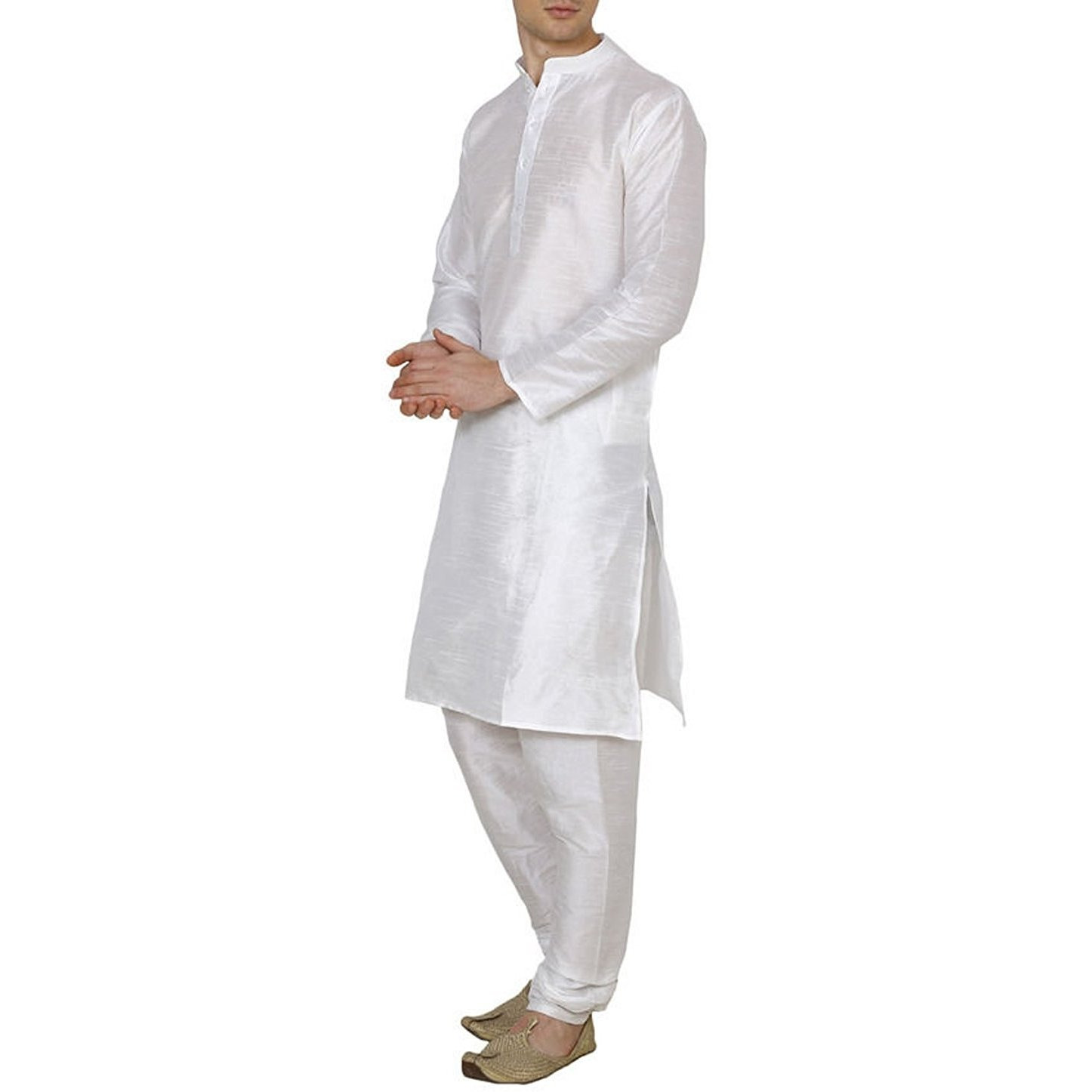 White Silk Kurta Pajama For Men's Indian Clothing