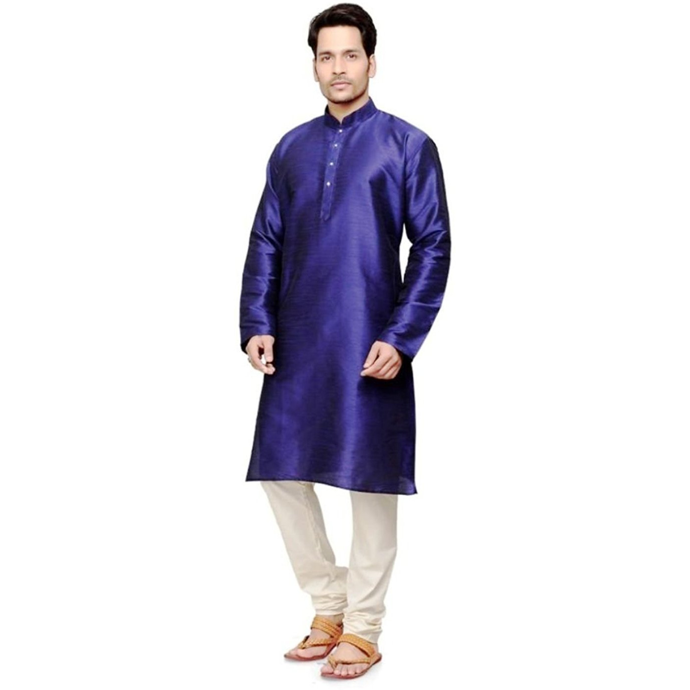 Blue Silk Kurta Pajama For Men's Indian Clothing