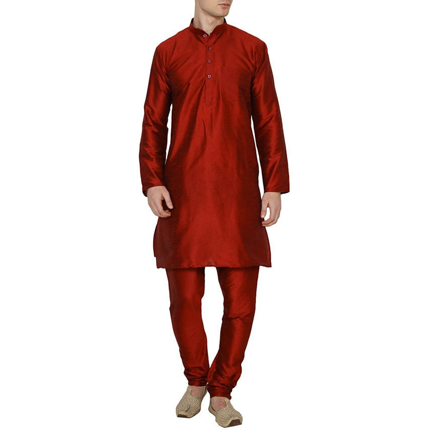Maroon Silk Kurta Pajama For Men's Indian Clothing