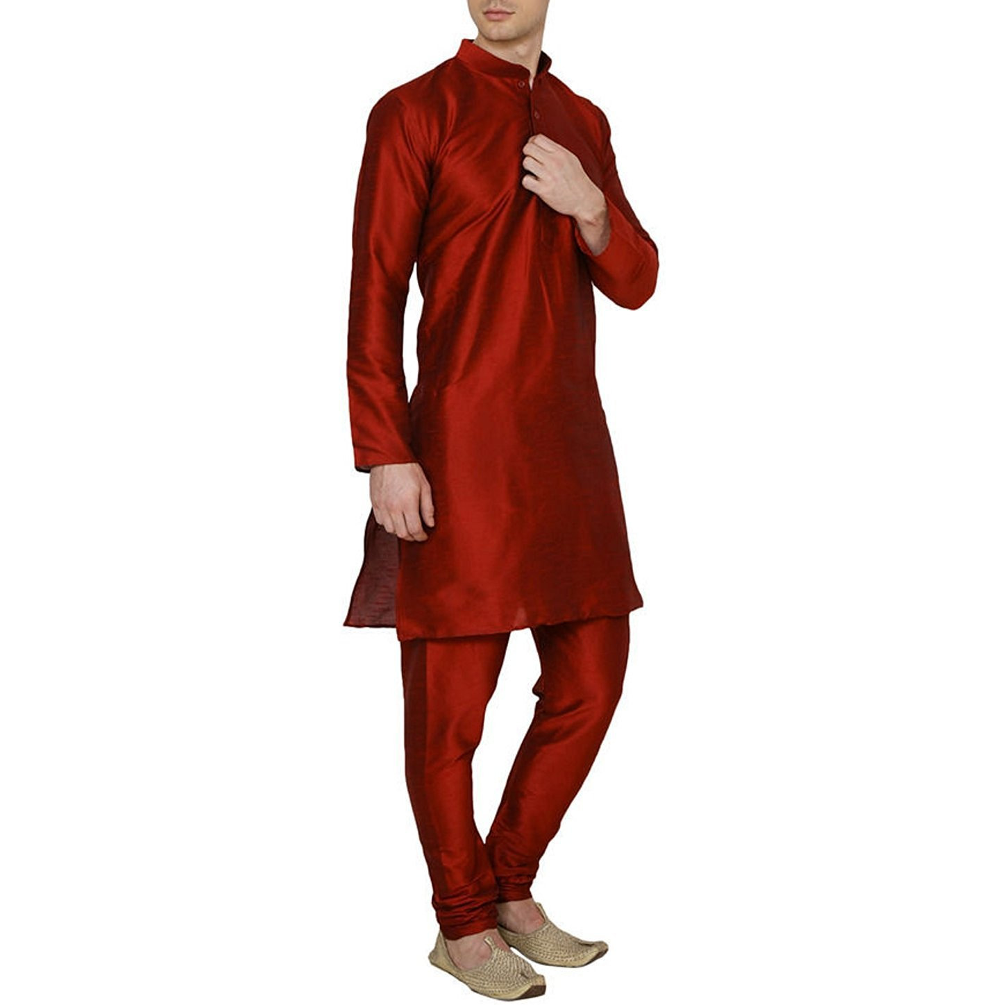 Maroon Silk Kurta Pajama For Men's Indian Clothing