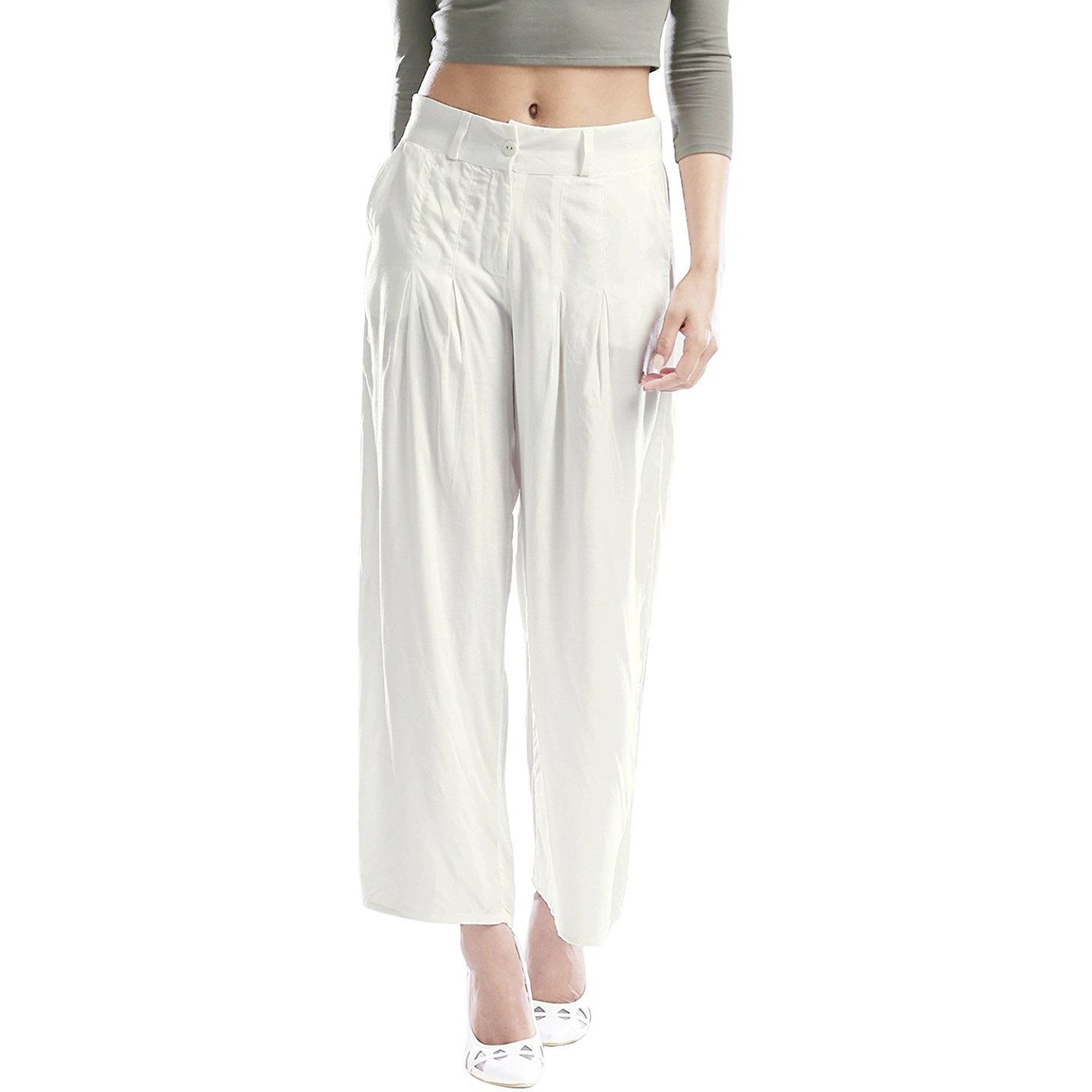Women's High Waist Solid Color Casual Cotton Linen Loose Wide Leg Palazzo Pants