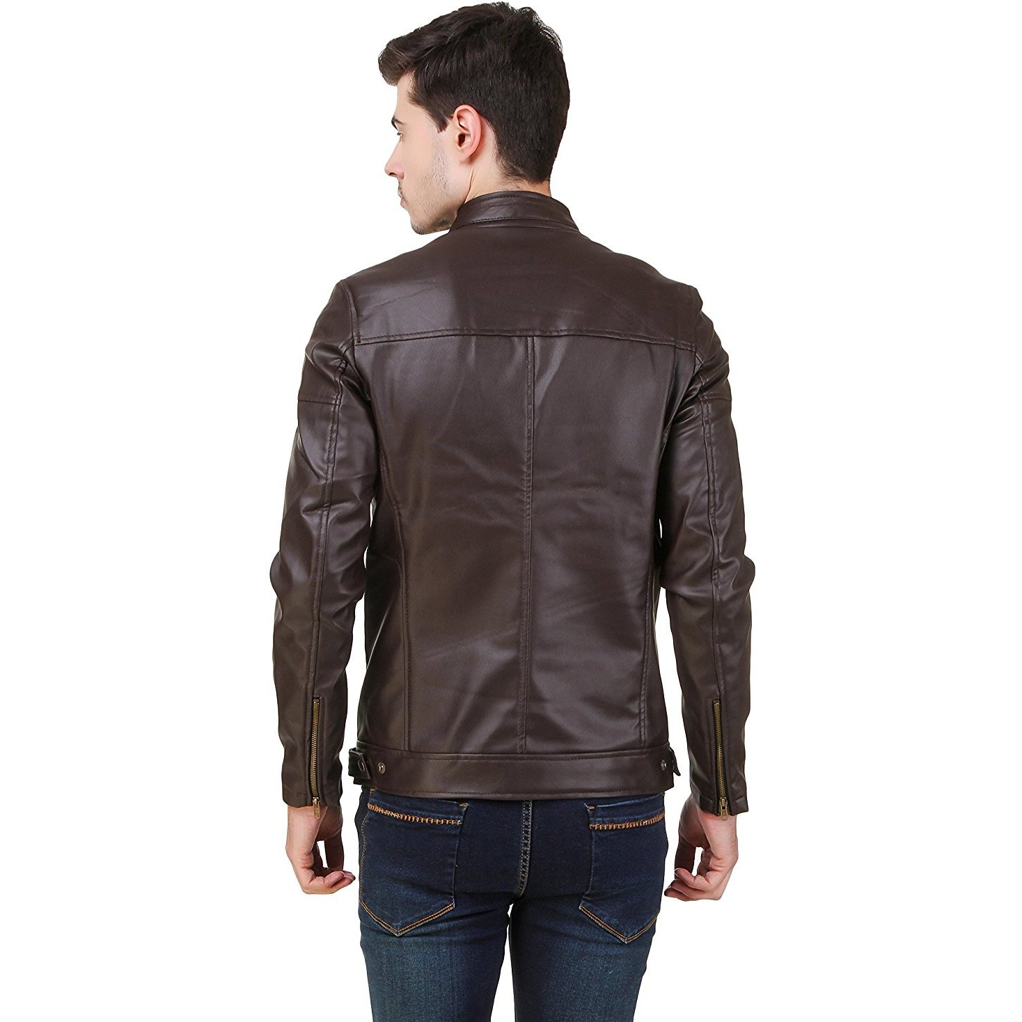 Winmaarc Stylish Men's Slim Fit Zipper Design Faux Leather Jacket For Men's