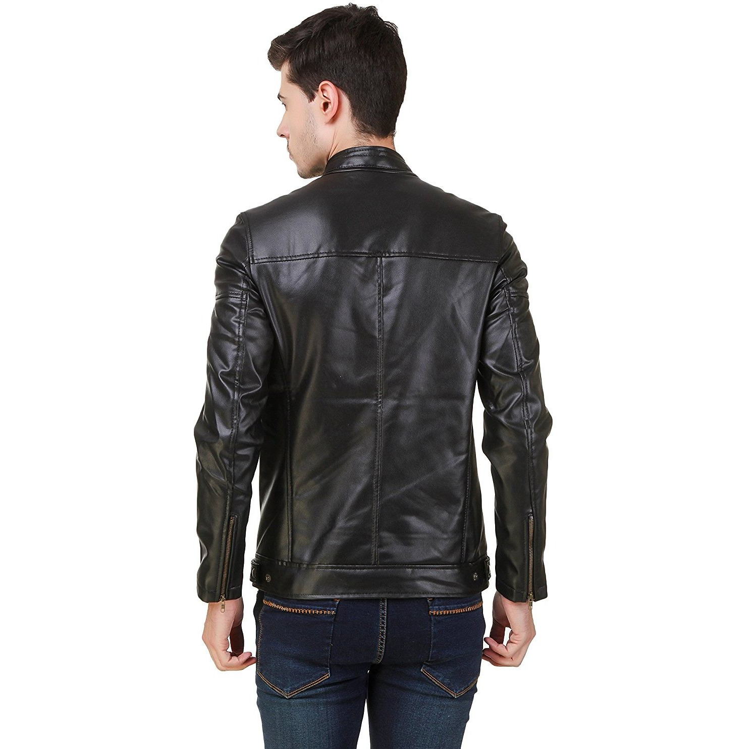 Winmaarc Stylish Men's Slim Fit Zipper Design Faux Leather Jacket For Men's