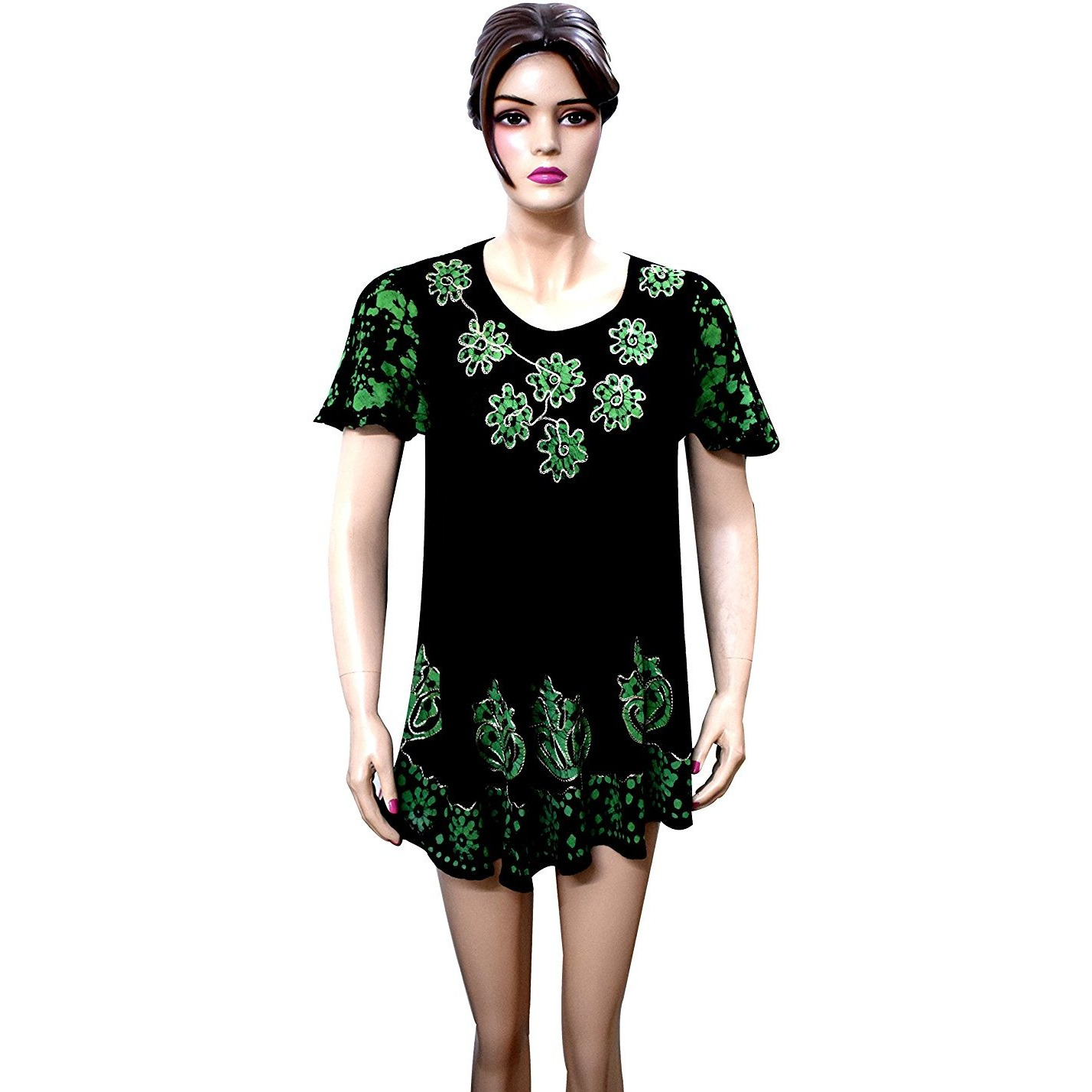 Winmaarc Regular Fit Printed Umbrella Short Sleeve Viscose Shirt Short Dress Top
