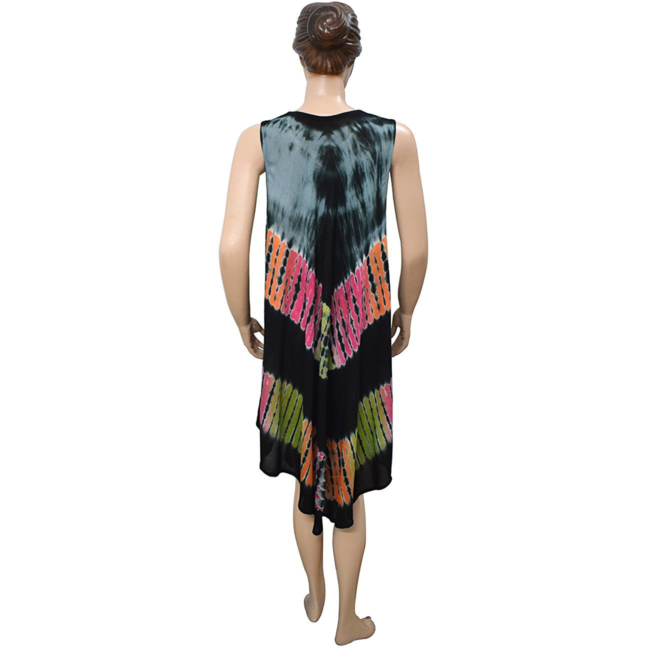 Winmaarc Regular Fit Printed Umbrella Sleeveless Viscose Shirt Dress Knee Length