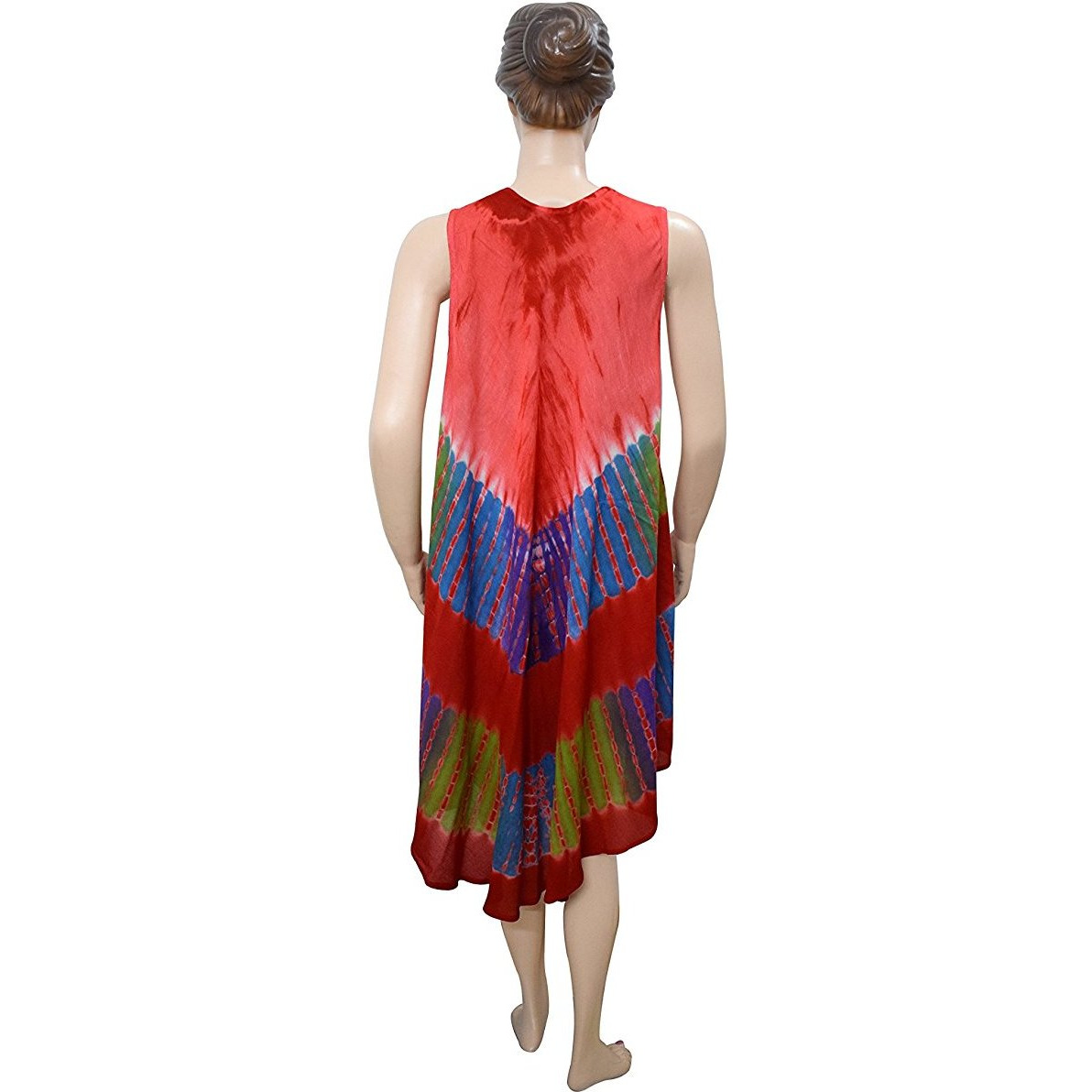 Winmaarc Regular Fit Printed Umbrella Sleeveless Viscose Shirt Dress Knee Length