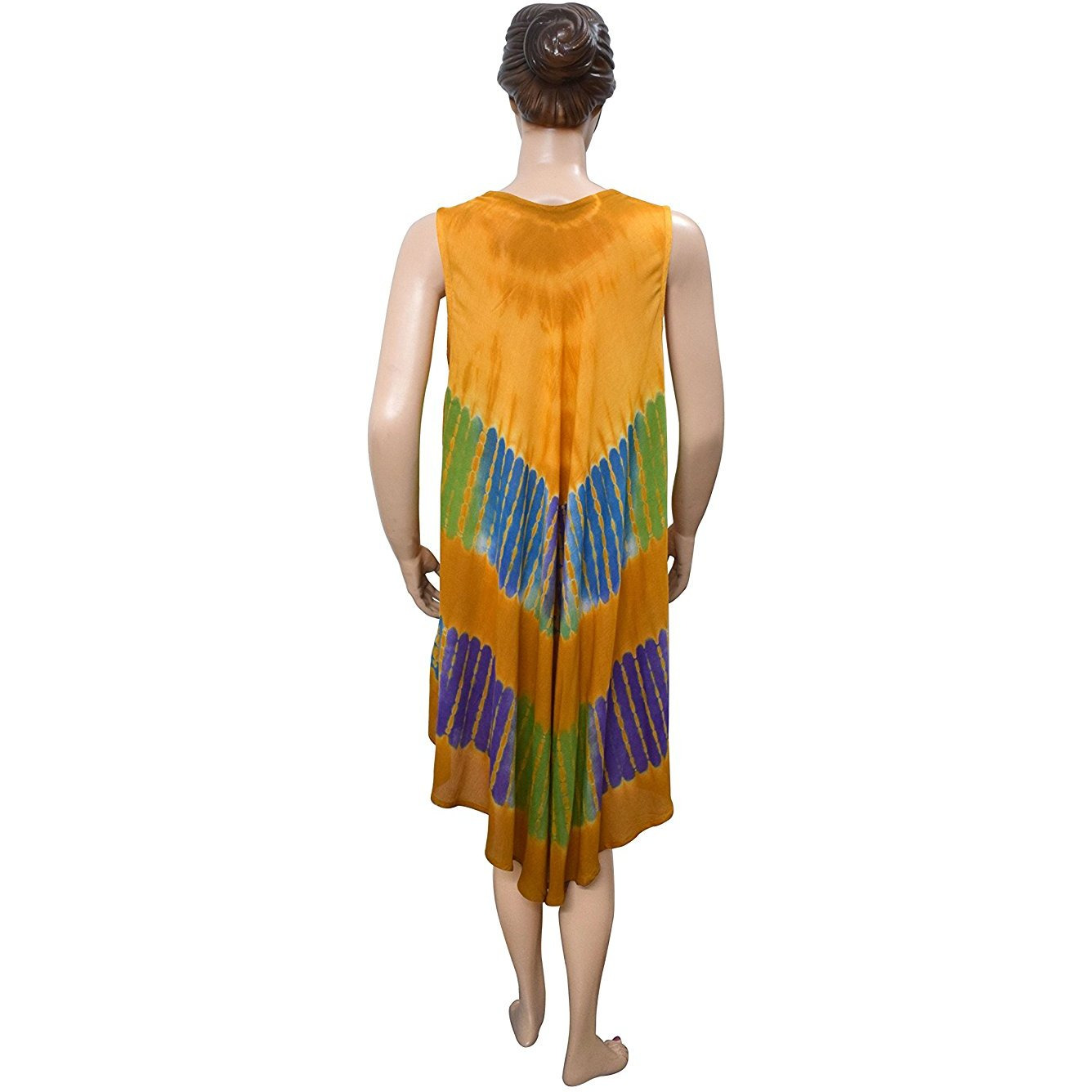 Winmaarc Regular Fit Printed Umbrella Sleeveless Viscose Shirt Dress Knee Length